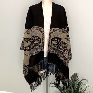 BCBGMaxAzria Paisley Poncho Wrap Shawl